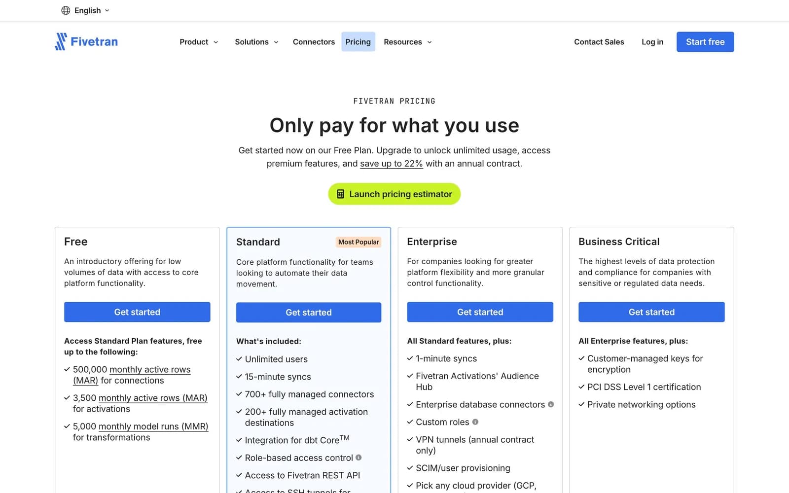Fivetran pricing page, 23 October 2026