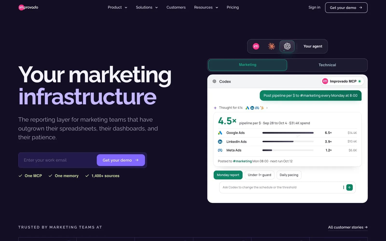 Improvado homepage, 23 October 2026