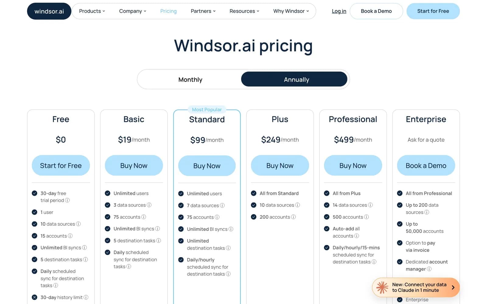Windsor.ai pricing page, 23 October 2026